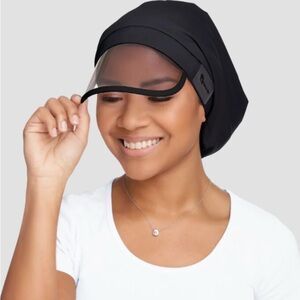 NWT Hairbrella Classic SATIN-LINED Rain Hat Black Visor Travel